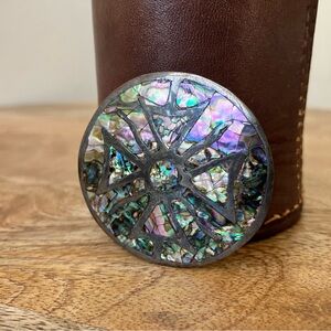 Vintage Abalone Mexican Sterling Silver Conch  Pin